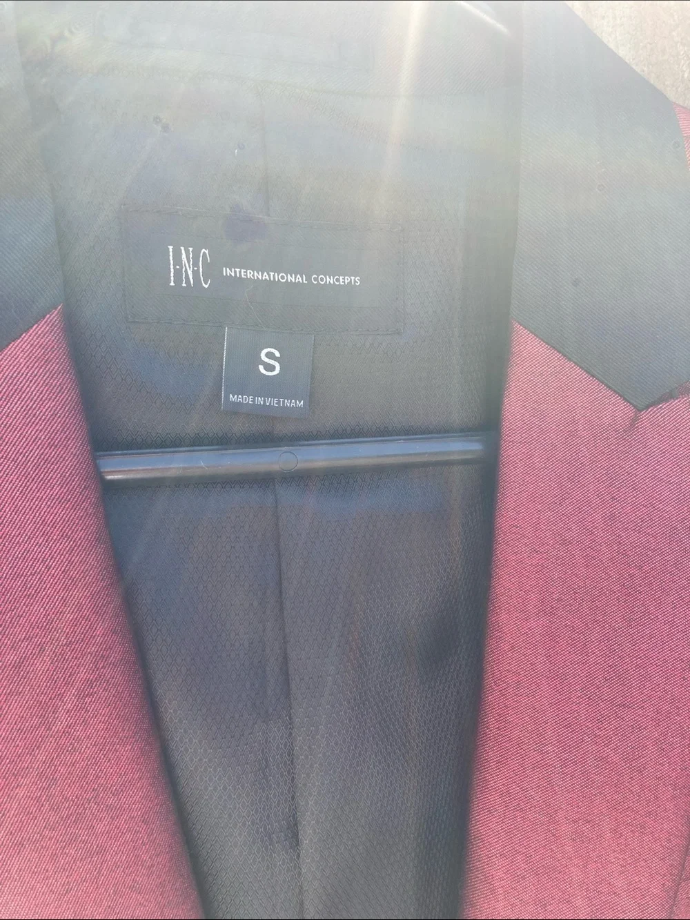 INC International Concepts Wine Red Blazer with Black Trim & Matching Pants